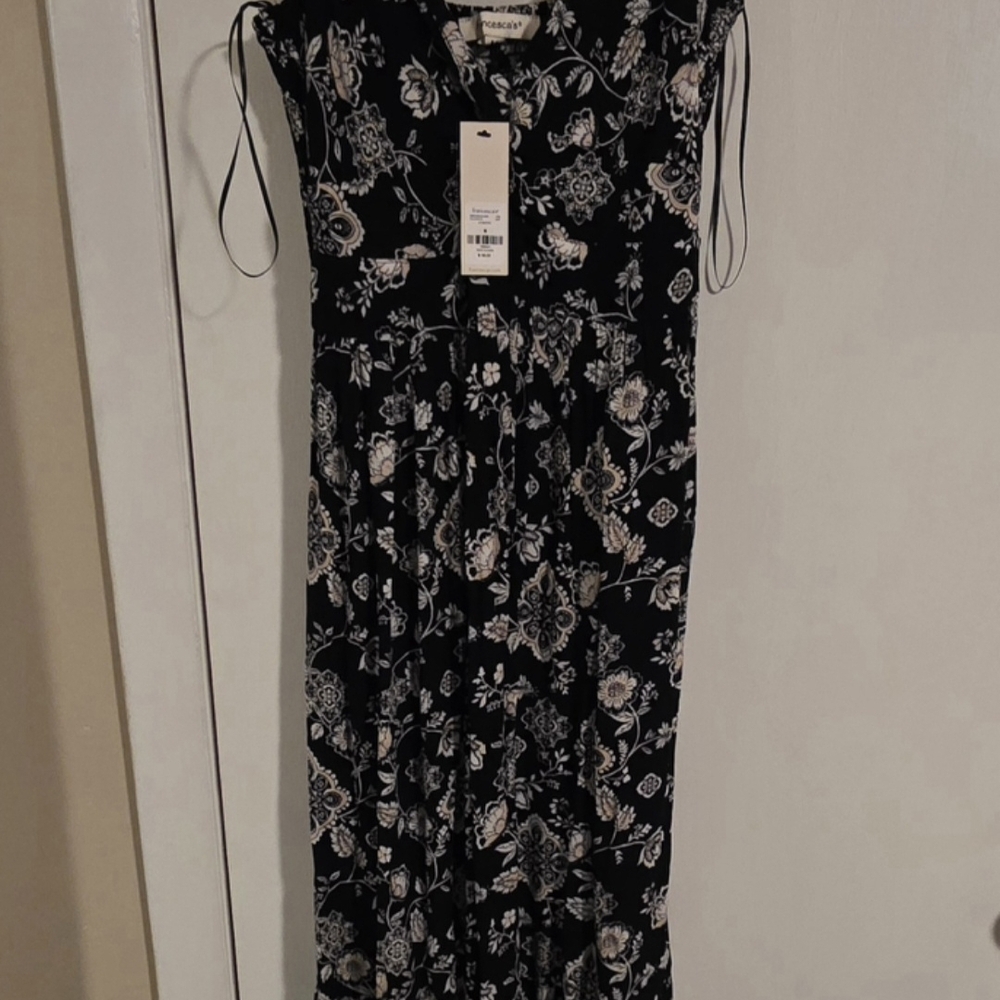 Francesca's Collections Black Floral Maxi Dress